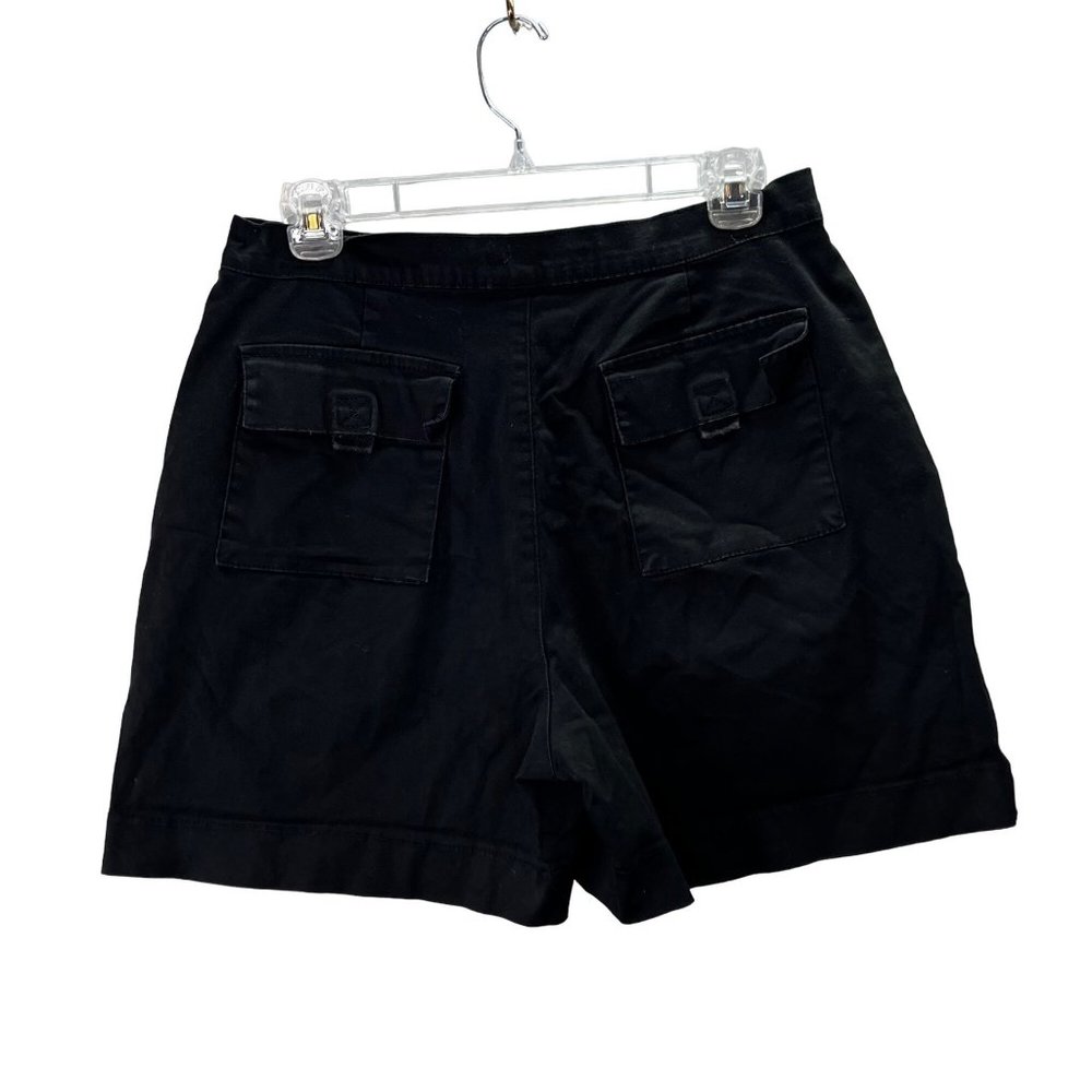 Gloria Vanderbilt Shorts size 14 Black Chino Attached Belt 30 Waist - Picture 2 of 4